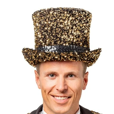 Afbeelding van Hoge Hoed Luxe Pailletten Goud One Size Volwassenen