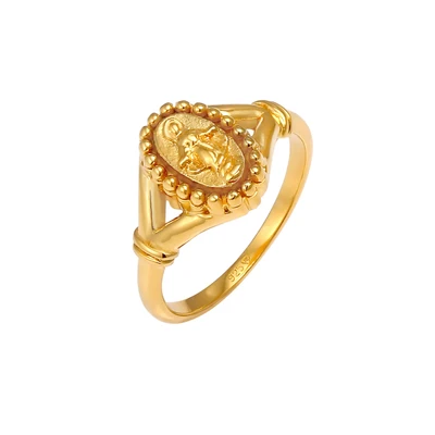 Afbeelding van ELLI Ring &#039;Oval Marienbild&#039; goud