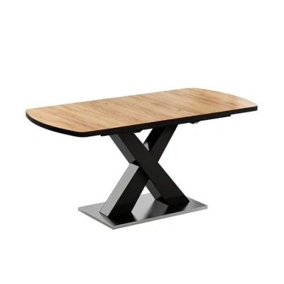 Afbeelding van Vicco Eetkamertafel Chinto, Zwart/eiken rustiek, 120 x 80 cm Uitschuifbaar