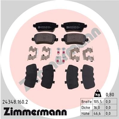 Afbeelding van ZIMMERMANN 24348.160.2 Remblokkenset Met schroeven Foto komt overeen de leveringsomvang, veer