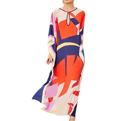 Afbeelding van YouKD Zomer Katoenen Print Bloemen Losse Caftan Boho Strand Bikini Cover Up Jurk Plus Size Gewaad voor Vrouwen