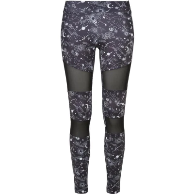Afbeelding van Urban Classics TECH MESH AOP Legging, Dames, Maat: XXL, Blackuniverse