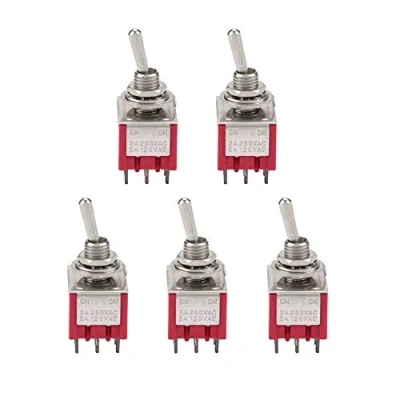 Afbeelding van 5 stks AAN 2 Positie Tuimelschakelaar 3PDT 9 Pin 6mm 2A/250VAC 5A/120VAC voor Automobiel, Industriële Controle