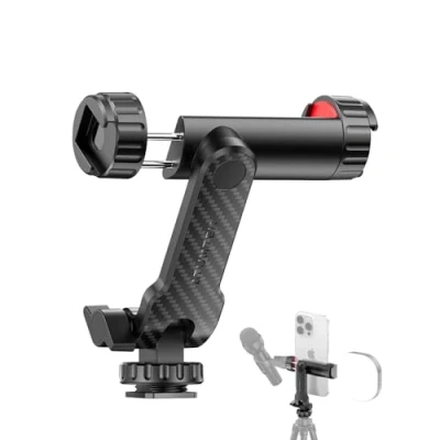 Afbeelding van ATUMTEK Telefoon Statief Mount Adapter Universele Smartphone met 2 Cold Shoe en 1/4&quot; Standaard Schroef, 360 Draait Mobiele Clip Klem Houder, Compatibel Alle Telefoons