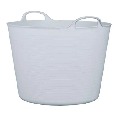 Afbeelding van RED HOG Container Emmermand Flexible Flexi Multifunctioneel, voor Huis, Stal, Tuin, Garage, Dierenvoeding, Mengen, Opslag, Dragen, Water Geven, Wassen, Sterkte 120 kg, 44x33x35cm 42L Wit