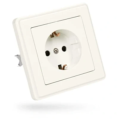 Afbeelding van greate Stopcontactenset, compleet voor inbouw, wit, 250 V AC, 16 A, IP20, incl. frame, inbouw inzet en afdekking, inbouwstopcontact, stopcontactset, inbouwstopcontact