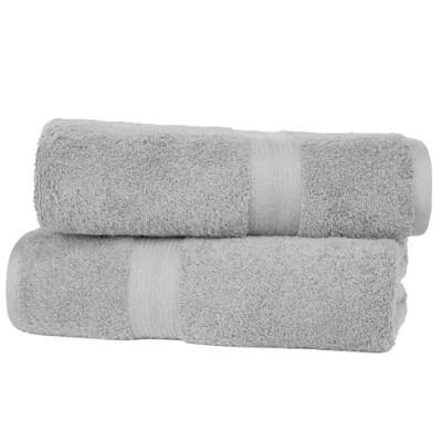 Afbeelding van Amazon Basics Handdoekenset, kleurecht, 2 badhanddoeken, grijs, stuks, 1 stuk, 100 procent katoen 500 g/m², 70 l x 60 cm
