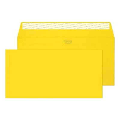 Afbeelding van Blake Creative Colour DL+ 114 x 229 mm 120 g/m² Peel &amp; Seal Wallet Enveloppen (25203) Banaan Geel Pack van 25