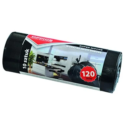 Afbeelding van Office Products 22022232 05 vuilniszakken 120 l 10 stuks extra sterke LDPE voor het huisvuil op kantoor kleur: zwart foliedikte: 24 μm