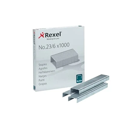 Afbeelding van Rexel 2101211 nietjes type 23/6 van staal, hoogwaardige nietjes, 1000 stuks