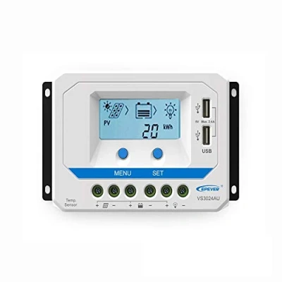 Afbeelding van EPEVER 2502430 VS3024AU PWM laadregelaar laadcontroller 30A, 12V/24V met LCD Dispaly USB aansluiting