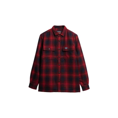 Afbeelding van Superdry Mannen Wollen Geruit Overshirt met Fleece Voering Rood Grootte: Xxl
