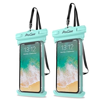 Afbeelding van ProCase 2 Stuks Universele Waterdichte Telefoonhoes, Onderwater Droge Tas voor iPhone 13 Pro Max Mini, 12 11 Xs XR X 8 7 6S, Galaxy S20 Ultra/S10/S9/S8, Note 10/9/8, tot 6,9&#039;&#039; Groen