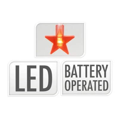 Afbeelding van Lichtslinger lichtsnoer met 10 gekleurde sterretjes op batterijen 100 cm