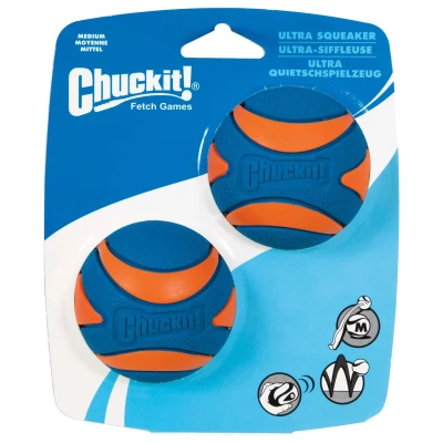 Afbeelding van Chuckit Ultra Squeaker Bal MEDIUM 6 CM 2 PACK (380086)