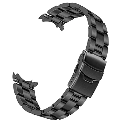 Afbeelding van Kai Tian solide Duty taps toelopende horlogeband gebogen einde roestvrij stalen voor mannen vrouwen 20mm 22mm horloge vervangende band met implementatie gesp zwart, Zilver,