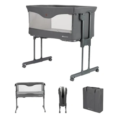 Afbeelding van Bebeconfort Amara, baby co sleeper, 0 6 maanden, 9 kg, aanschuifbedje, 2 in 1 sleeper en babywieg, compact inklappen 3 seconden, gemakkelijk verplaatsbaar, handige reistas, Tinted Graphite