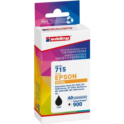Afbeelding van Edding Inktcartridge vervangt Epson 503XL, T09R1 Compatibel Zwart EDD 715 18