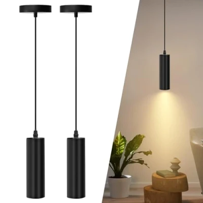 Afbeelding van Aigostar 10MN6 2x Hanglamp Industrieel GU10 Fitting Pendellamp voor Woonkamer, Eetkamer Slaapkamer Zwart excl. lichtbron