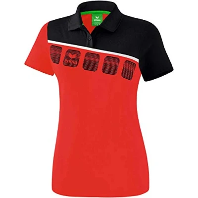 Afbeelding van Erima 5 C polo dames rood/zwart/wit