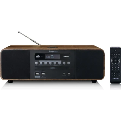 Afbeelding van Lenco DAR 051WD Stereo DAB+/ FM radio, CD, 2 USB, Bluetooth®, QI en afstandsbediening Wood