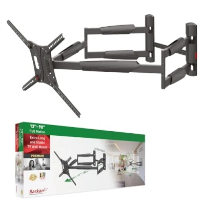 Afbeelding van Barkan Mounting Systems BM466XP Extra Lange TV Muurbeugel 13 inch tot 90 Draaibaar Uitschuifbaar Kantelbaar Zwart
