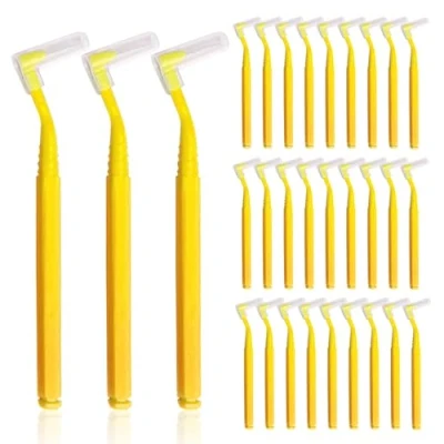 Afbeelding van SKHAOVS 30 stuks L vormige interdentale borstels, floss sticks tandheelkundige met antislip handvat, mondhygiëne borstel flossborstel, tandborstels voor tussen tanden en tandvlees,