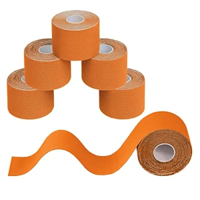 Afbeelding van BB Sport 6 Stuck Kinesiology Tape 5 m x cm Vele Kleuren E book Applicatie Brochure Elastiek Spirien Kinesiotape Set, Kleur:Oranje