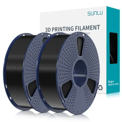 Afbeelding van SUNLU PLA Plus 3D Filament 1.75mm for Printer &amp; Pens, 2KG (4.4LBS) PLA+ Tolerance Accuracy +/ 0.02 mm, Black+Black