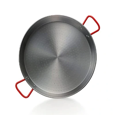 Afbeelding van La Ideale Gepolijst Staal Paella Pan, Zilver/Rood, 24 cm, 1 stuk