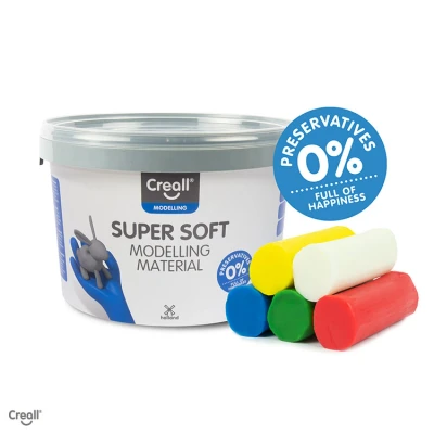 Afbeelding van Havo Boetseerpasta Supersoft 5 Geassorteerde Kleuren: Rood, Groen, Geel, Wit En Blauw