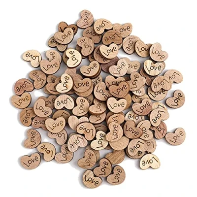 Afbeelding van TSKDKIT 500 stuks houten hartconfetti bruiloft hart voor knutselen natuurlijke versieringen mini hartvormen met &quot;liefde&quot; ornament huisdecoraties