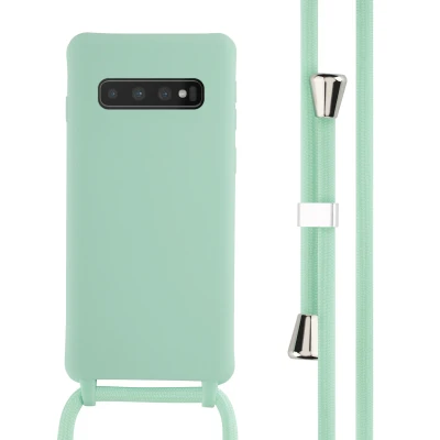 Afbeelding van Samsung Galaxy S10 Hoesje Siliconen en TPU (zacht) iMoshion Softcase/Koordhoesje/Backcover Mintgroen Telefoonhoesje