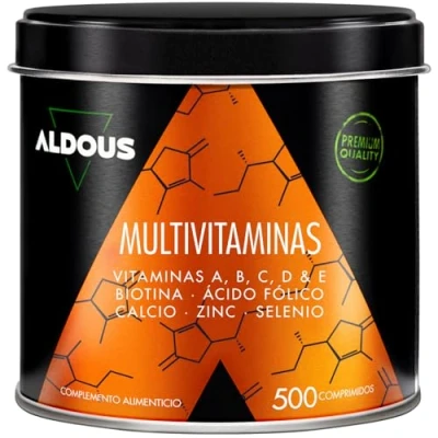 Afbeelding van Multivitamine en Mineralen 500 tabletten voor 1+ jaar voorraad Vitamine C, D, E, A, B vitamines, biotine, foliumzuur, calcium, zink, selenium Compleet vitaminecomplex 100% natuurlijk