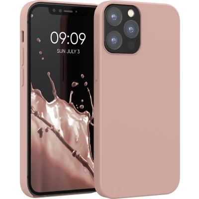 Afbeelding van kwmobile telefoonhoesje geschikt voor Apple iPhone 12 / Pro Hoesje met siliconen coating Smartphone case in licht oudroze