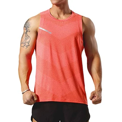 Afbeelding van Mannen Atletische Training Tops Mouwloze Hardloopshirts Opleiding Sneldrogend Sportschool Sportkleding Orange XL