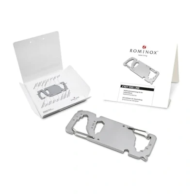 Afbeelding van Cadeauartikel: ROMINOX Key Tool // Link 20 functies, karabijnhaak, sleutelhanger van roestvrij staal incl. functiebeschrijving, multifunctioneel gereedschap, op reis of vakantie