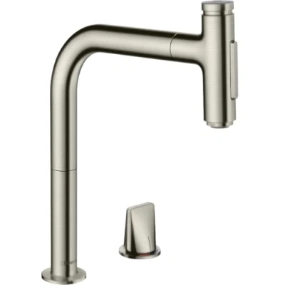 Afbeelding van Hansgrohe M71 2 gats keukenkraan met uittrekbare handdouche RVS
