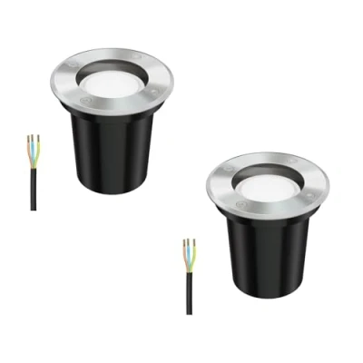Afbeelding van ledscom.de 2 stuks grondinbouwlamp BOLI voor buiten roestvrij staal rond IP67 108mm Ø incl. 4,914W LED lamp 450lm warm wit