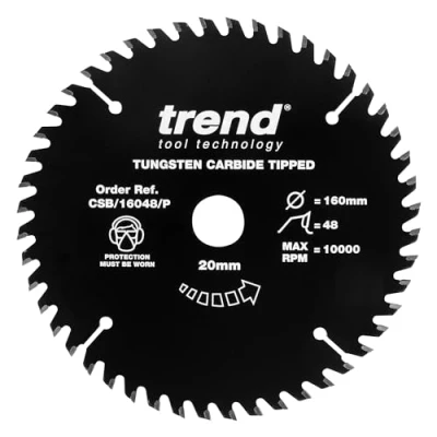 Afbeelding van Trend CraftPro TCT Non Stick PTFE Gecoat Zaagblad, 160mm Diameter, 20mm Asgat, 48 Tanden, 2,2mm Kerf, CSB/16048/P