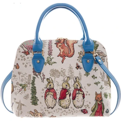Afbeelding van Signare Handtas Schoudertas luxe Gobelinstof Peter Rabbit Pieter Konijn Beatrix Potter