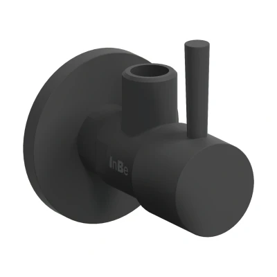 Afbeelding van Clou InBe design hoekstopkraan type 1 rond mat zwart