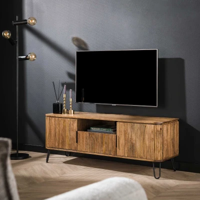 Afbeelding van Fraaai Sedona tv meubel 135 cm mangohout zandkleur Hout