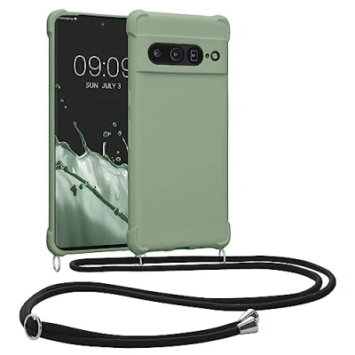 Afbeelding van kwmobile telefoonhoesjegeschikt voor Google Pixel 7 Pro Hoesje van siliconen met telefoonkoord In grijsgroen