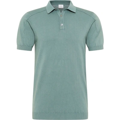 Afbeelding van Blue Industry Knitted Poloshirt Groen maat XXL heren met Modern fit Pasvorm Katoen Suitable Herenkleding