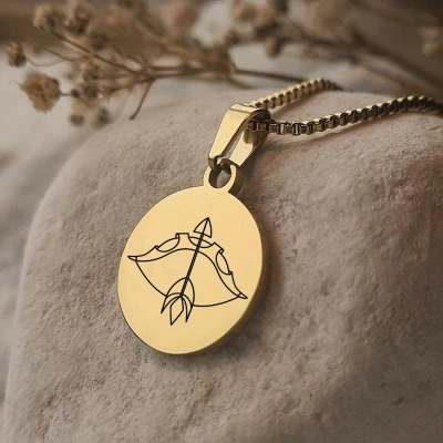 Afbeelding van Gegraveerde ketting Sterrenbeeld Lijntekening Boogschutter Gegraveerd Gold Plated Juwelia