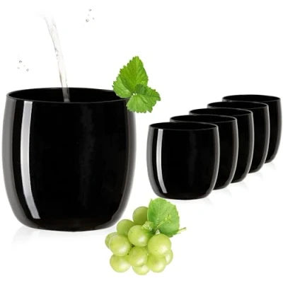 Afbeelding van PLATINUX Zwarte elegante drinkglazen, 260 ml (max. 320 ml) van glas, set 6 waterglazen, sapglazen, whiskyglazen