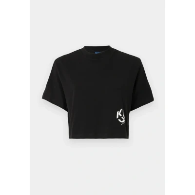 Afbeelding van Karl Lagerfeld Jeans Cropped Monogram TEE Tshirt basic, Dames, Maat: Large, Black