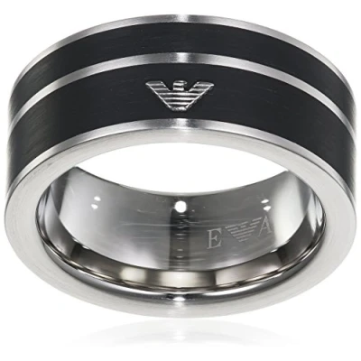 Afbeelding van Emporio Armani heren Ring met logo EGS2032040 in de kleur Zwart, maat: US 10 = 19,8 mm