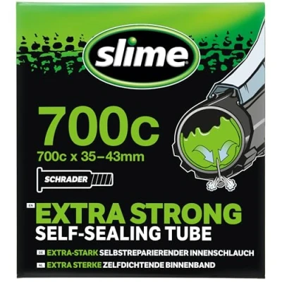 Afbeelding van Slime 30057 Fietsbinnenband met Reparatiemiddel voor Lekke Fietsbanden, Zelfdichtend, Voorkomen en Repareren, Schrader Ventiel, 35/43 622 mm (700x35/43c)